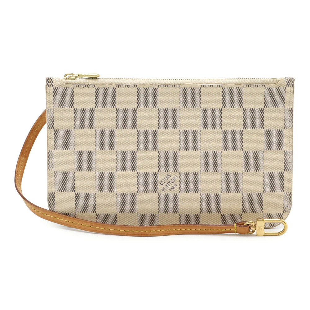 LOUIS VUITTON Damier Azur White Neverfull Pouch Clutch accessory multi pouch